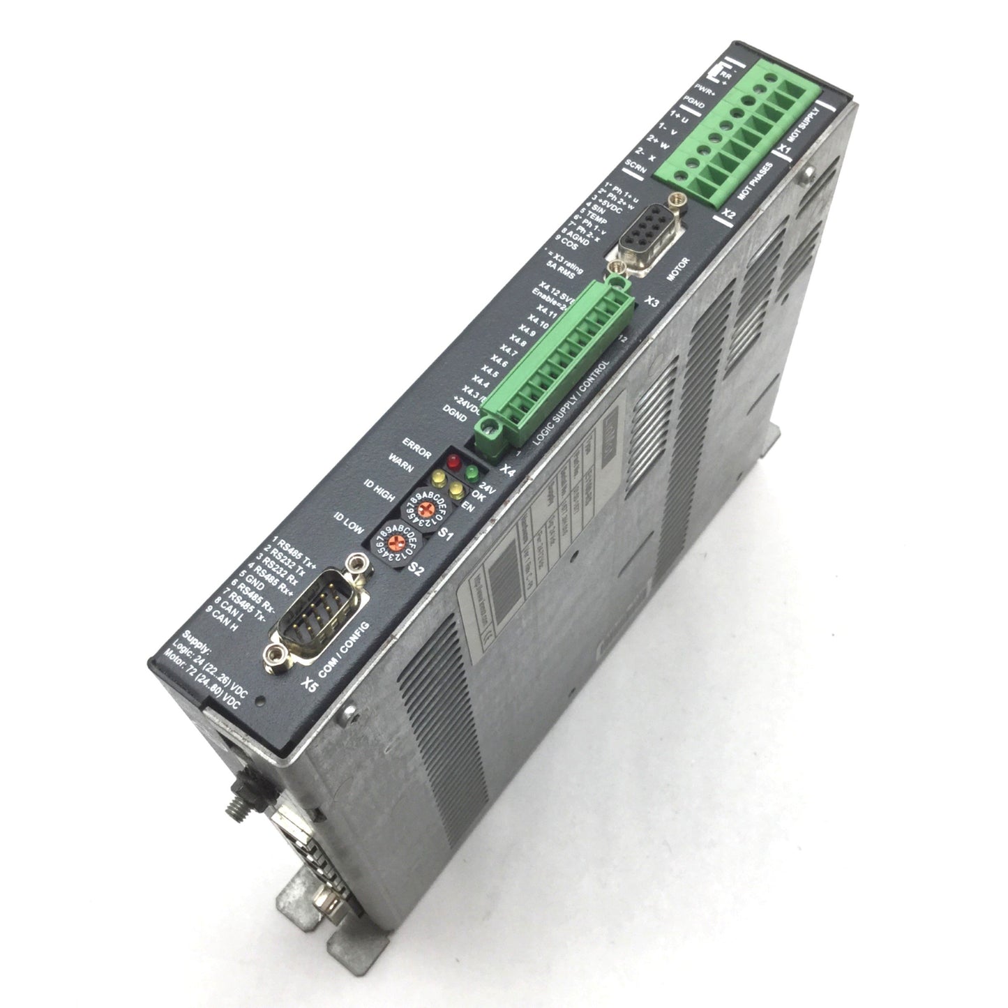 Used LinMot E1100-RS Ver 1 Rev C Servo Controller, Power: 24-72VDC, Signal: 24VDC