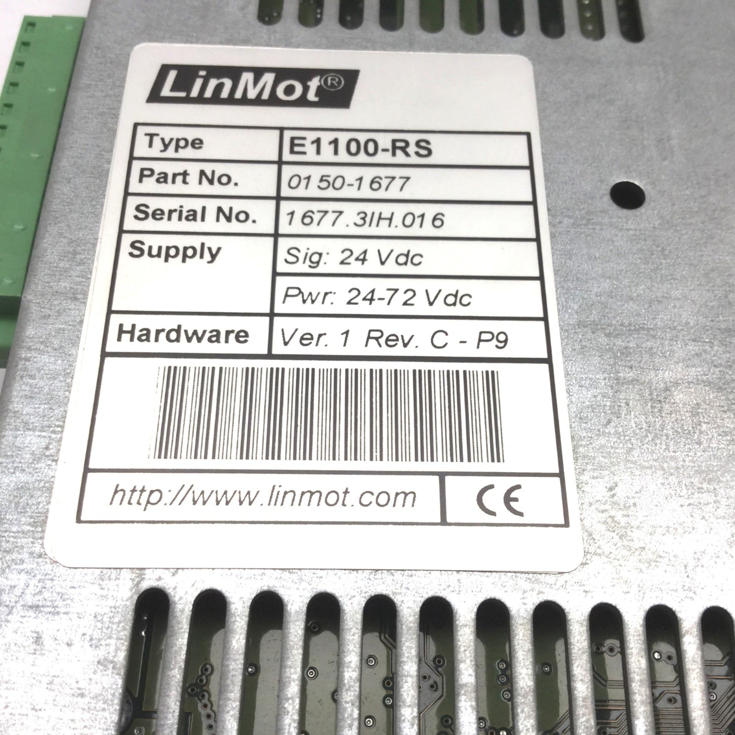 Used LinMot E1100-RS Ver 1 Rev C Servo Controller, Power: 24-72VDC, Signal: 24VDC
