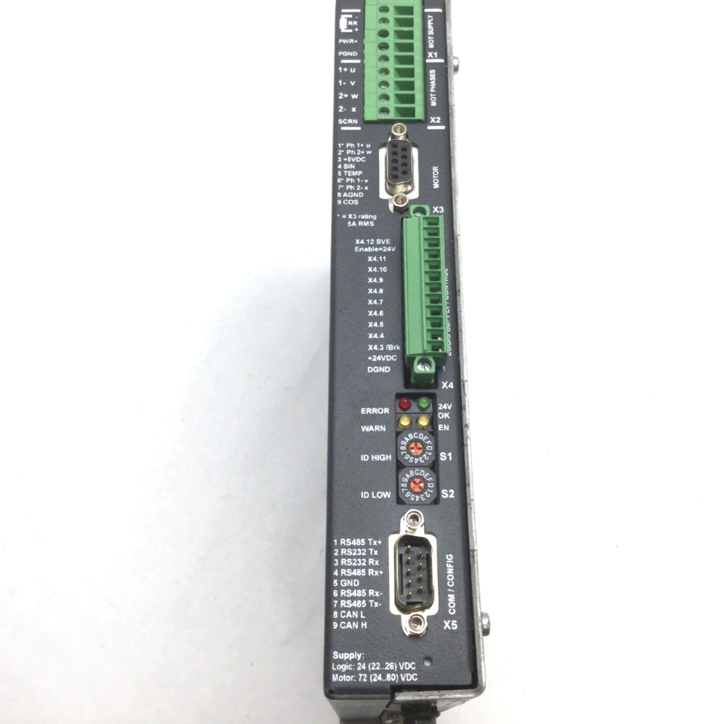 Used LinMot E1100-RS Ver 1 Rev C Servo Controller, Power: 24-72VDC, Signal: 24VDC