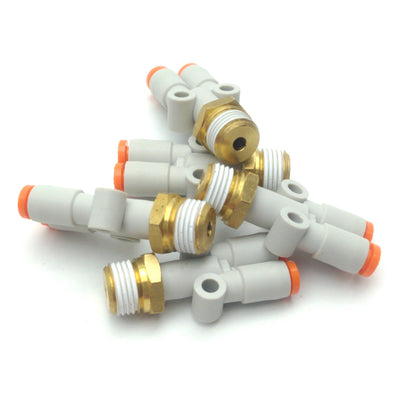 New – Open box Lot of 5 SMC KQ2U01-34AS Pneumatic Y Adapter Fitting 1/8"MNPT to 2x 1/8" Hose
