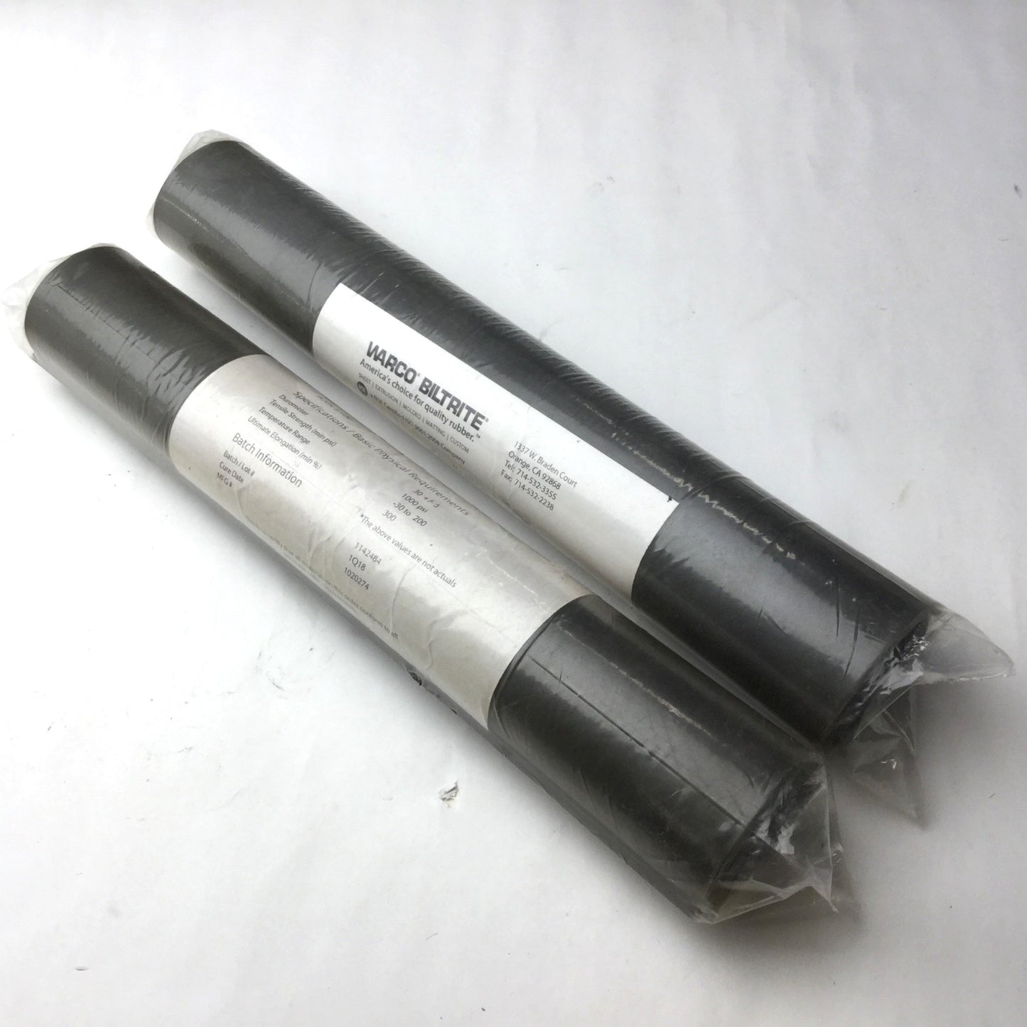 Used Lot of 2 New Warco Biltrite ASTM D 2000 M1BC303 Mid-Grade Neoprene, 5100 Series