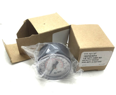 New Lot of 2 New SMC K40-MP1.0-N01MS Pneumatic Pressure Gauges 160 PSI 1/8" NPT