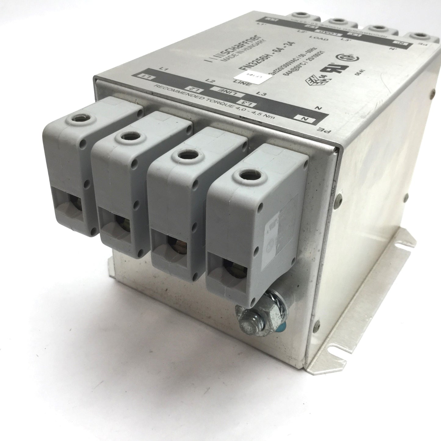 Used Schaffner FN3256H-64-34 Power Line Filter, Rating: 520/300VAC 64A 3-Phase
