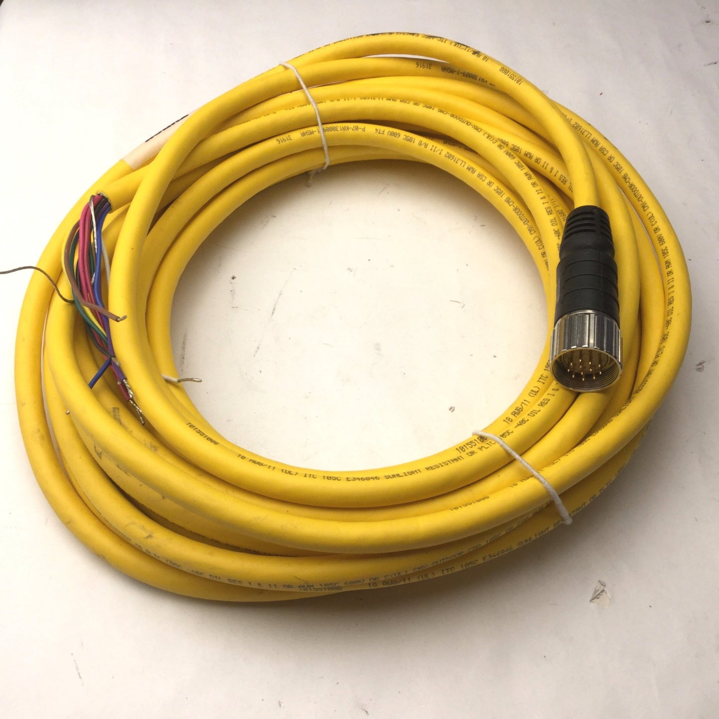 Used Turck CSM 12-11-10 Cordset Cable M23 12-Pin Male to Flying Leads, Length: 10m