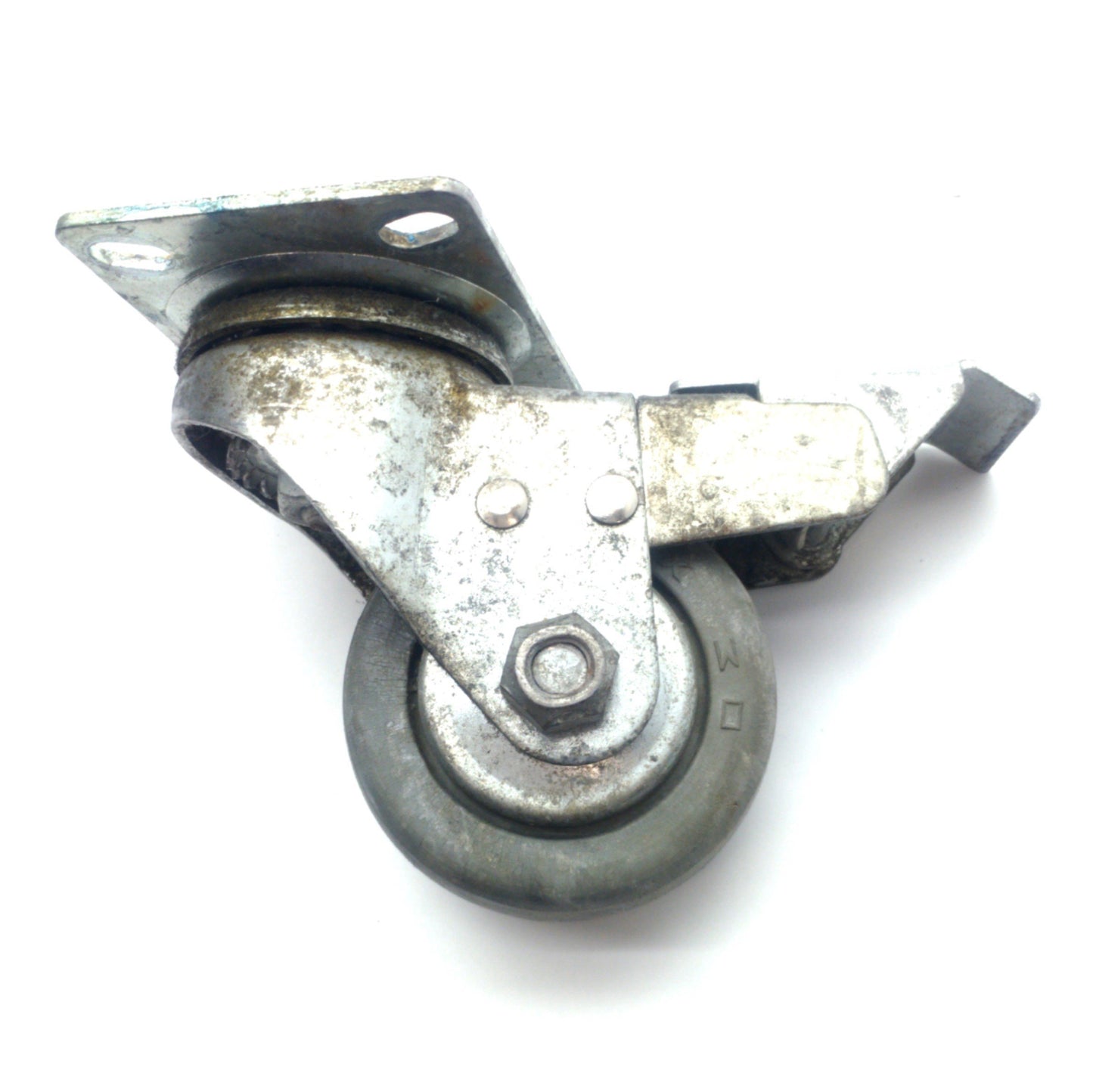 Used Lot of 4 Swivel Caster, 75mm Diameter 30mm Wide Wheel, Breaks, 75x55mm C2C Mount