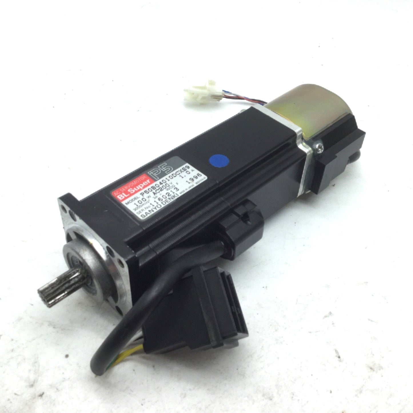 Used SANYO DENKI P50B04010DCXS9 BL SUper P5 AC Servomotor, Gear Shaft, 100W 200VAC 1A
