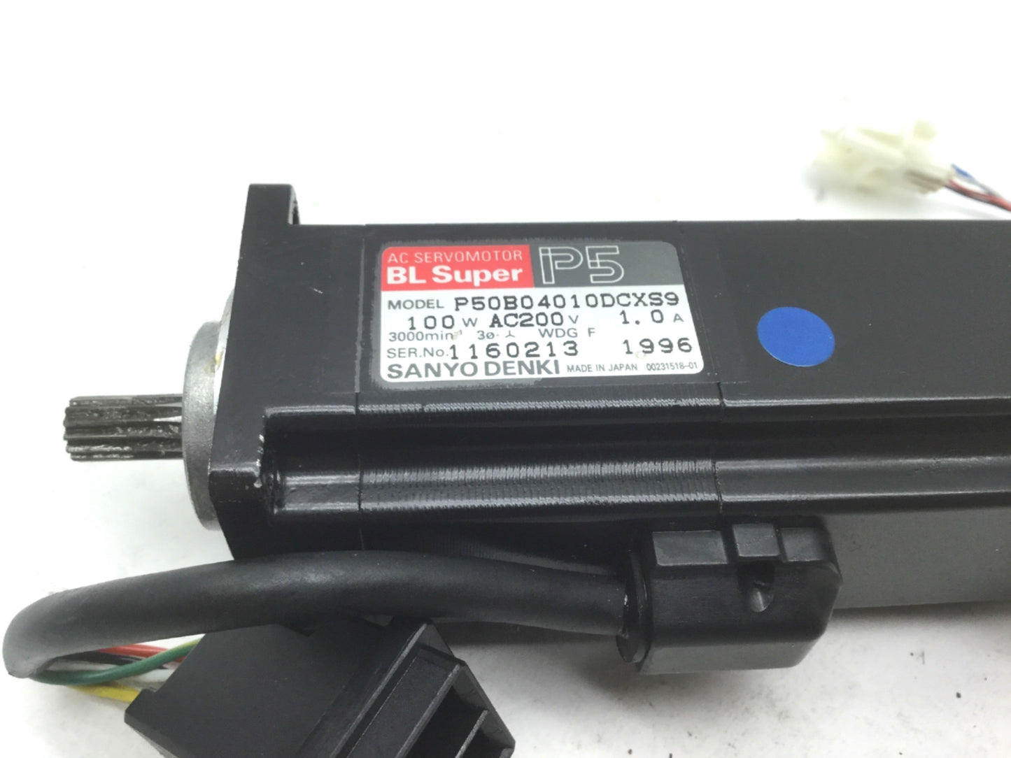 Used SANYO DENKI P50B04010DCXS9 BL SUper P5 AC Servomotor, Gear Shaft, 100W 200VAC 1A