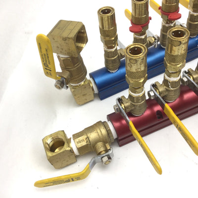 Used Burger & Brown Smartflow Hot & Cold 3/4" Aluminum Manifolds, 8 Ports Sized: 3/8"