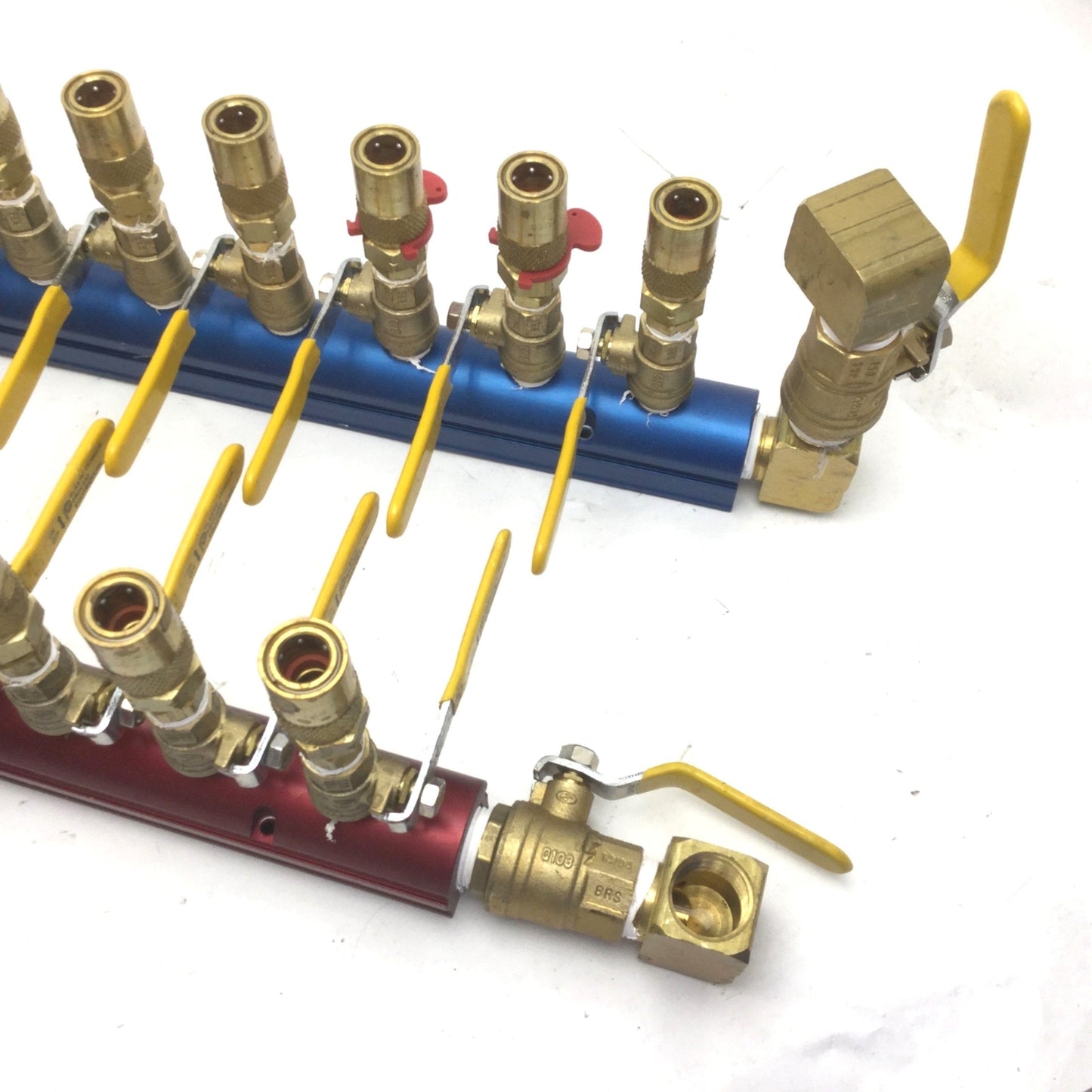Used Burger & Brown Smartflow Hot & Cold 3/4" Aluminum Manifolds, 8 Ports Sized: 3/8"