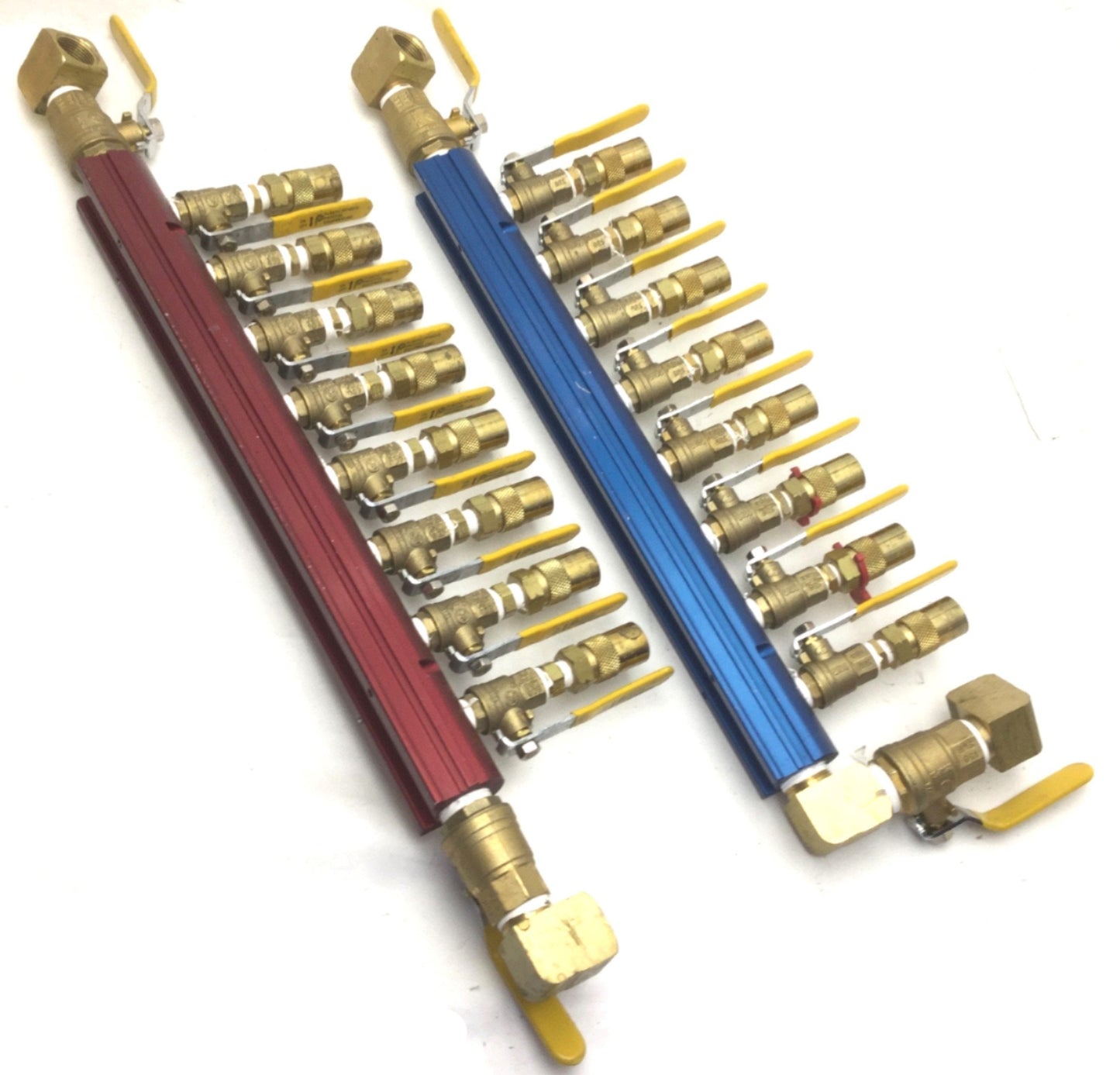 Used Burger & Brown Smartflow Hot & Cold 3/4" Aluminum Manifolds, 8 Ports Sized: 3/8"