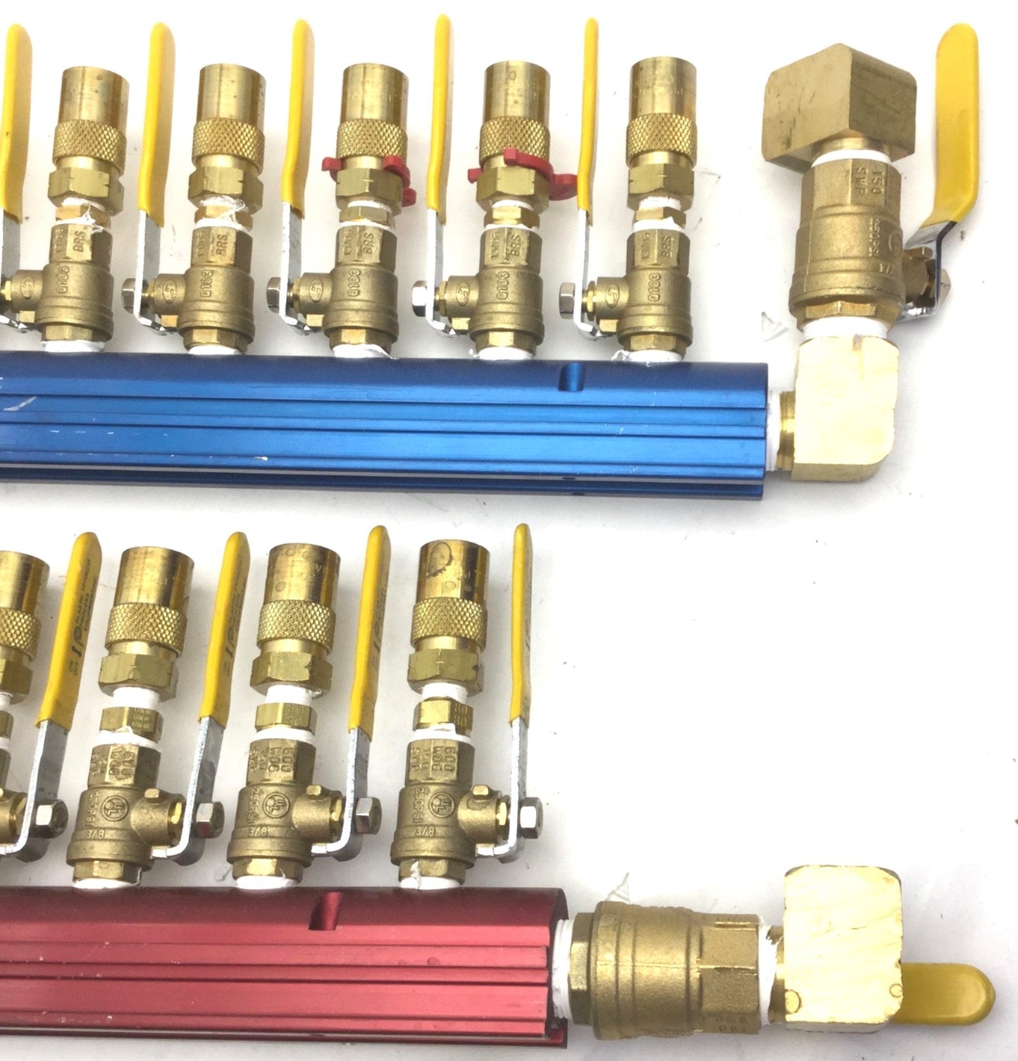 Used Burger & Brown Smartflow Hot & Cold 3/4" Aluminum Manifolds, 8 Ports Sized: 3/8"