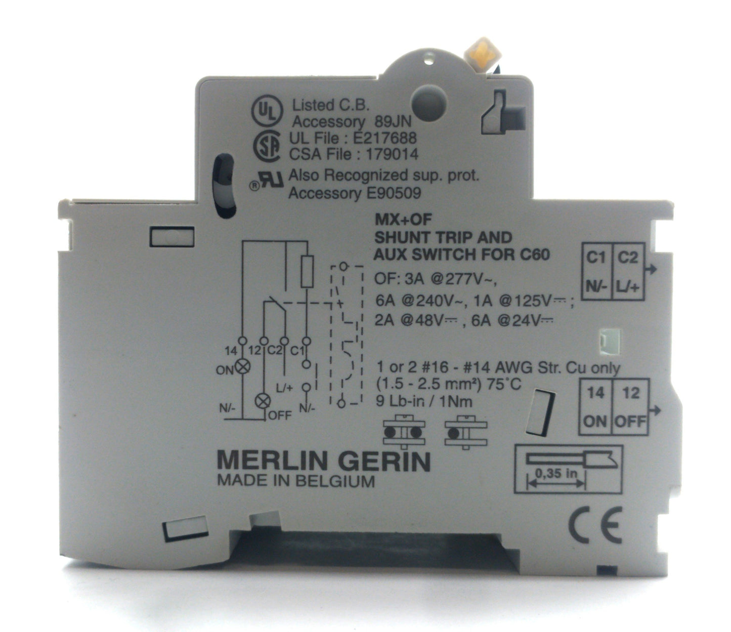 Used Merlin Gerin 24472 Circuit Breaker 3-Pole Multi 9 C60N 40A Type-C w/MX+OF Switch