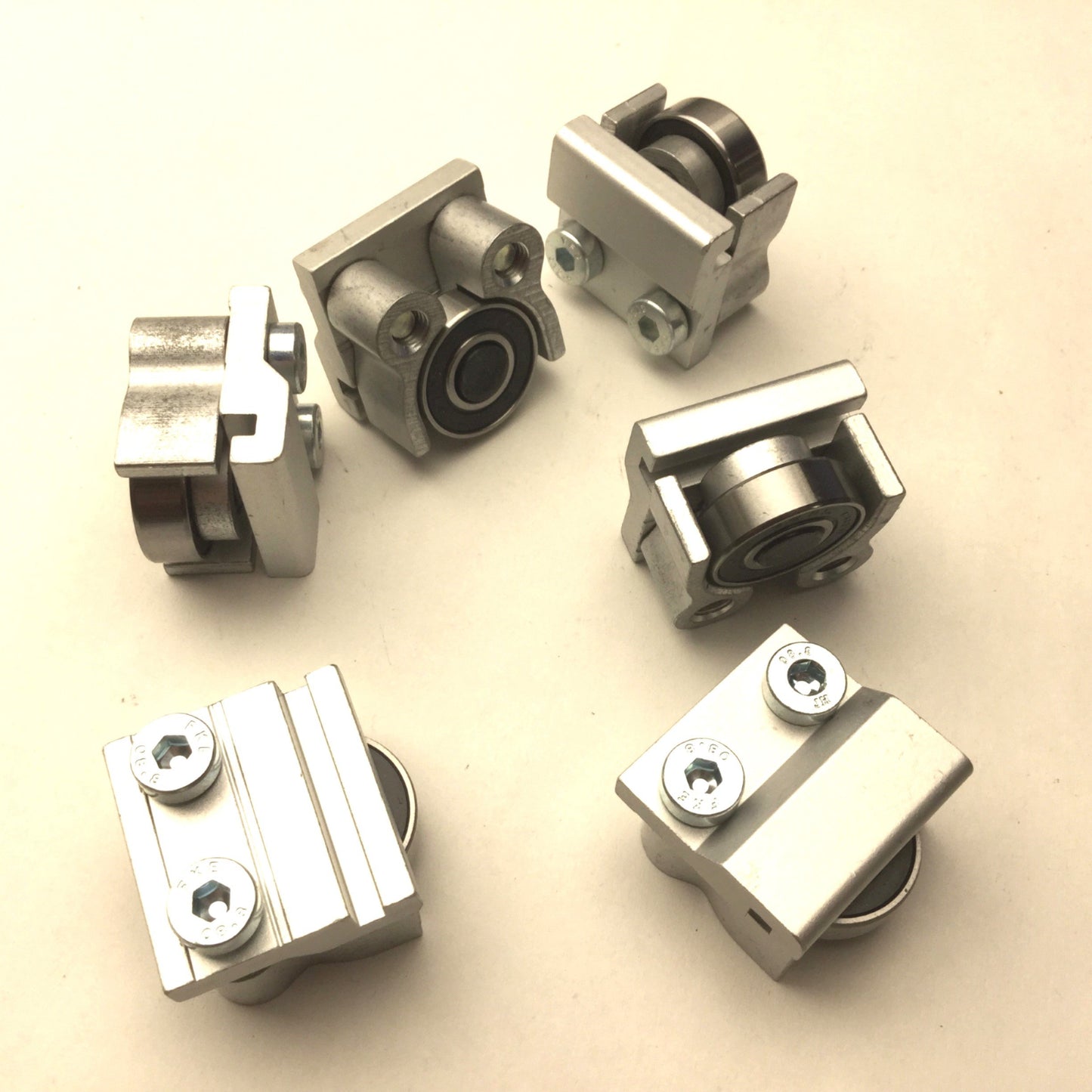 Used Lot of 6 Return Rollers, Roller Diameter: 7/8", 2 Bolt, Aluminum: 1.25"x1.125"