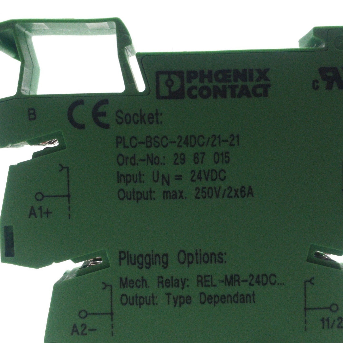 Used Phoenix Contact PLC-BSC-24DC/21-21 Relay & Socket, DPDT, 24VDC Coil, 230V 10A
