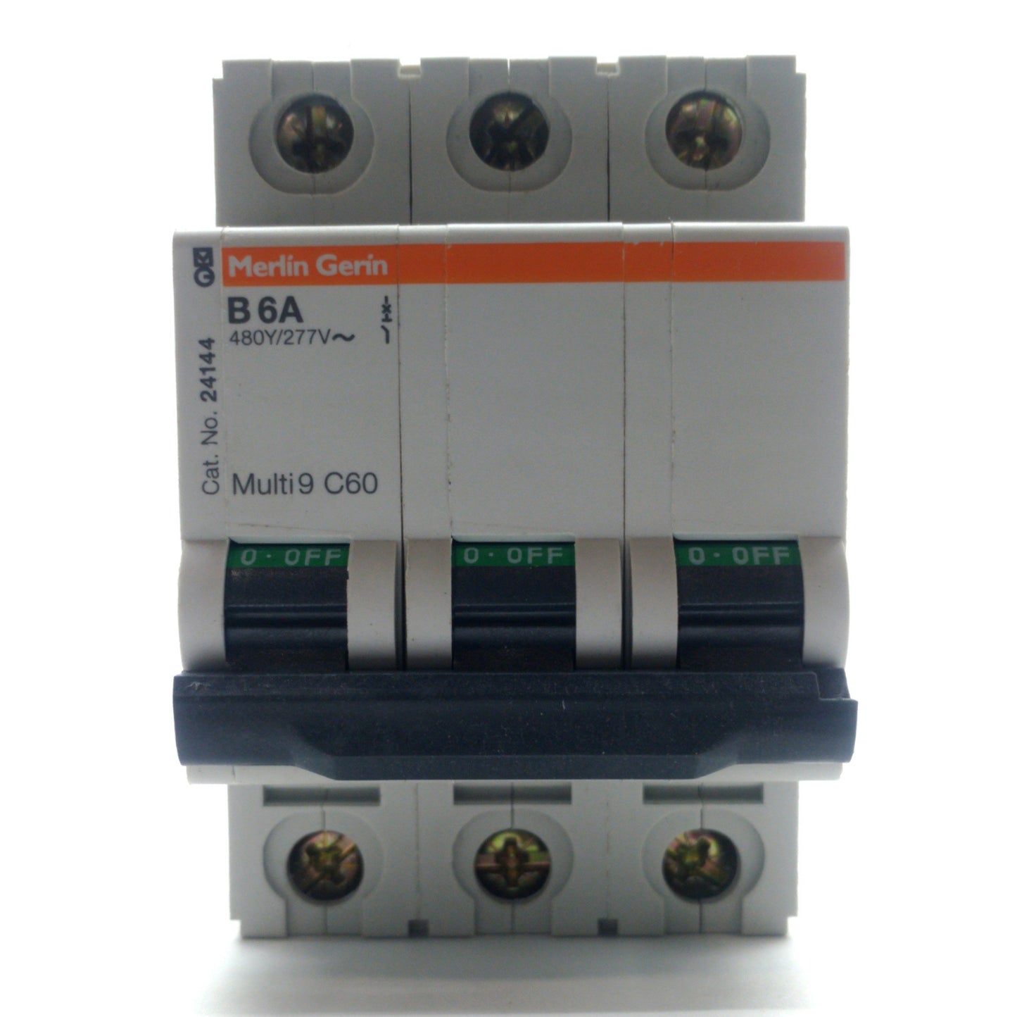 Used Merlin Gerin 24144 Circuit Breaker, 3-Pole, Multi9 C60N 6A Type-B, 480VAC