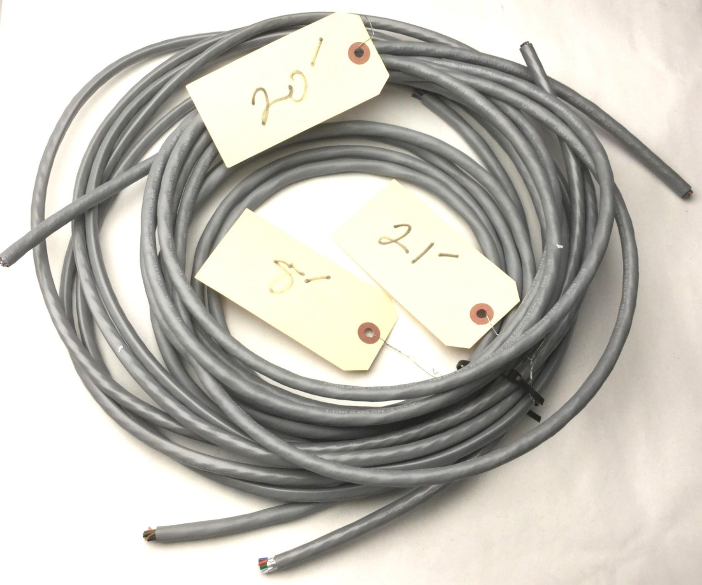 Used Lot of 3 E151405 Low Voltage Computer Cables, Length: 8', 21' & 20', ~49' Total