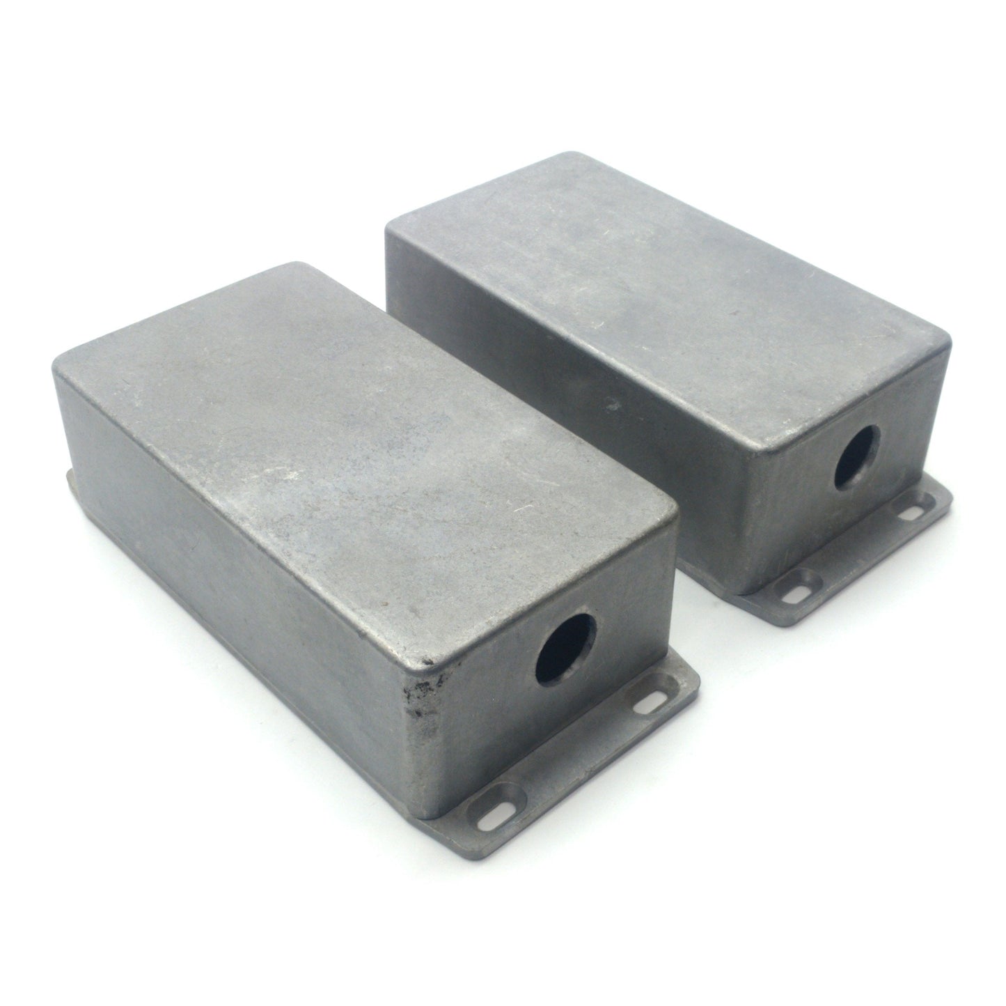 Used Lot of 2 Hammond 1590P1F Aluminum Enclosure, 6 x 3 3/4 x 2", 2x 3/4" Holes