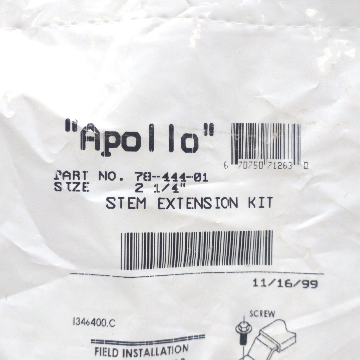 New Lot of 2 Conbraco 78-444-01 Apollo Stem Extension Kit, 2 1/4" Size