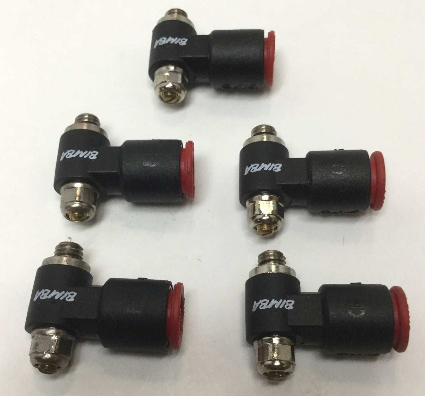 Used Lot of 5 Bimba FQPS12 Quik-Flow Control Regulator Exhaust Valves 1/4" x 10-32
