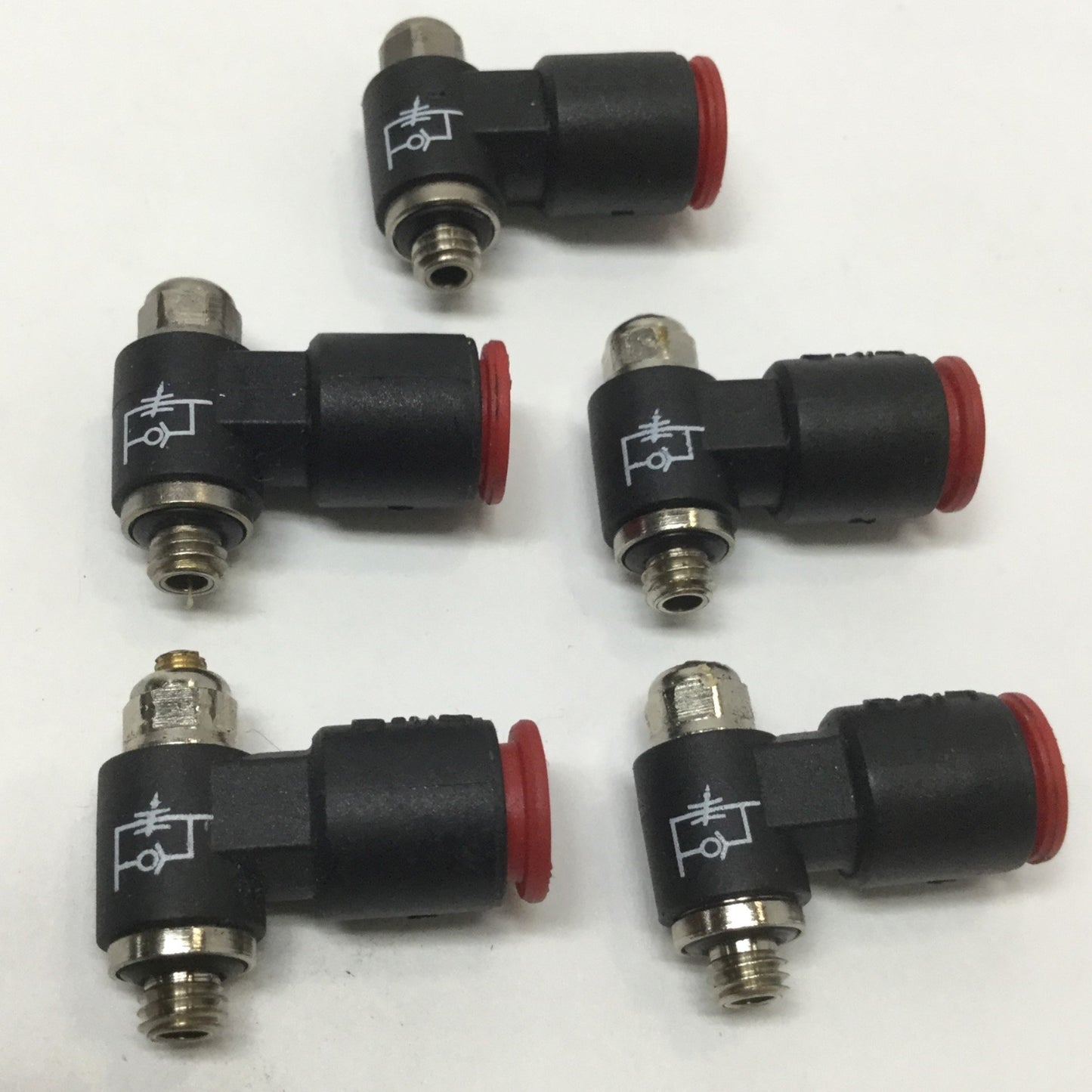 Used Lot of 5 Bimba FQPS12 Quik-Flow Control Regulator Exhaust Valves 1/4" x 10-32