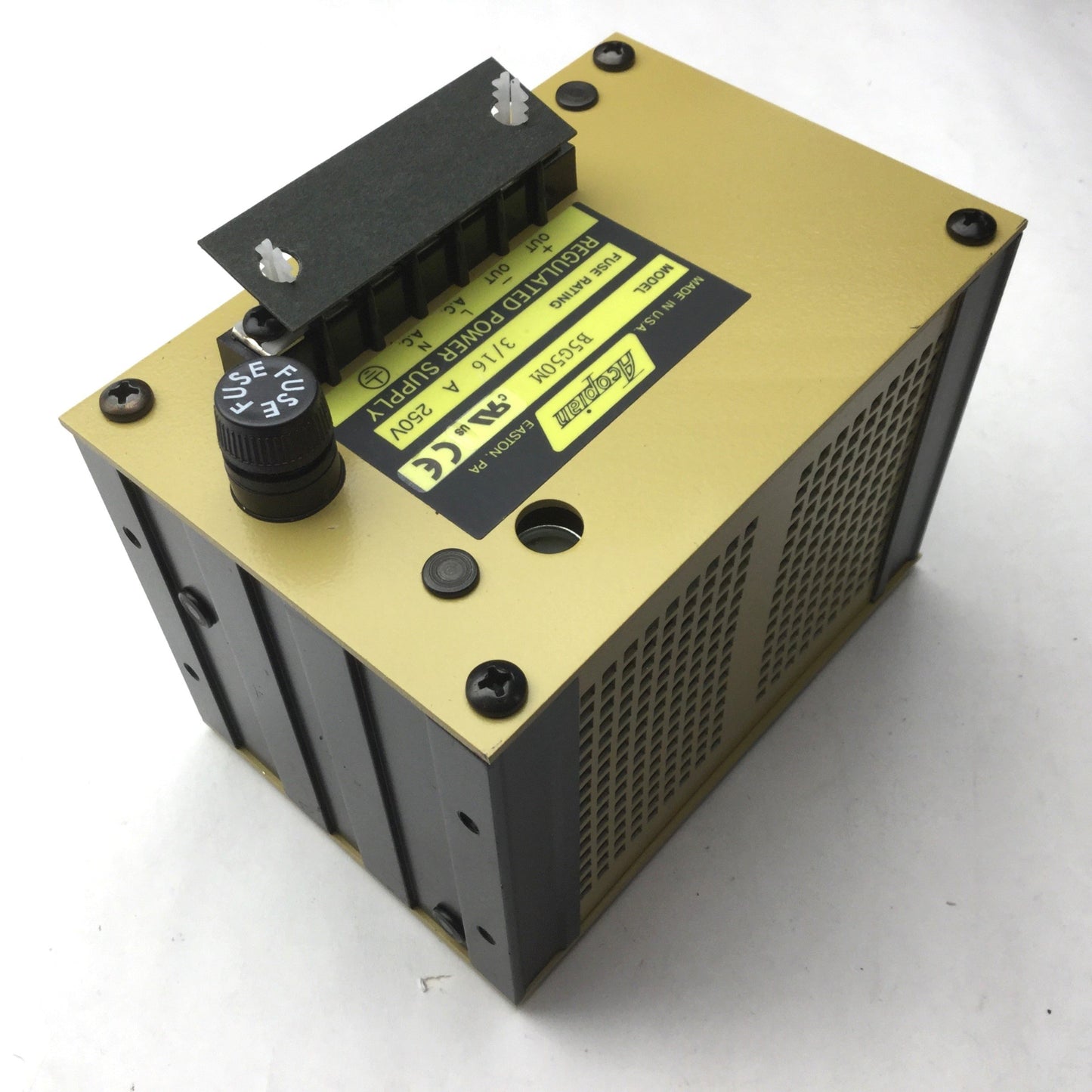 Used Acopian B5G50M Power Supply, Input: 105-125, Rating: 3/16A, 250V