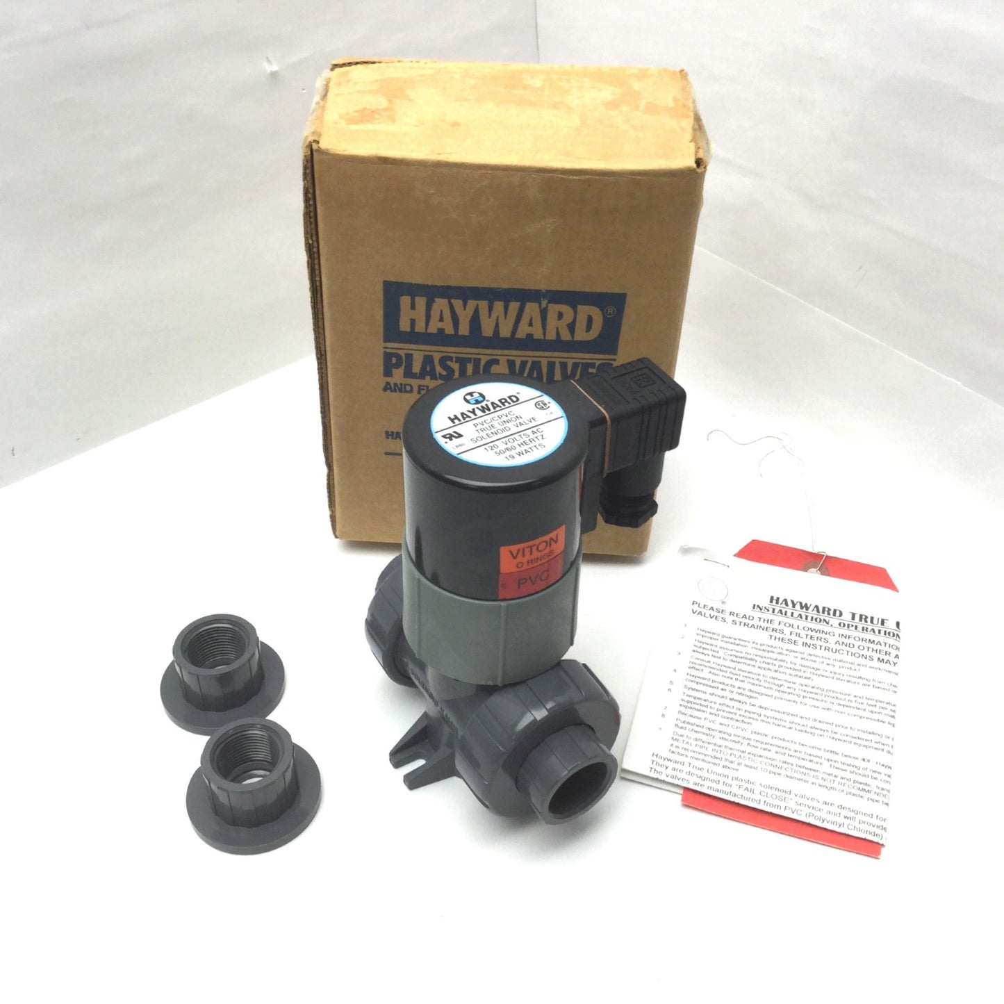 New Hayward SV10075STV 3/4" PCV/CPVC True Union Solenoid Valve 120VAC 50/60Hz 19W