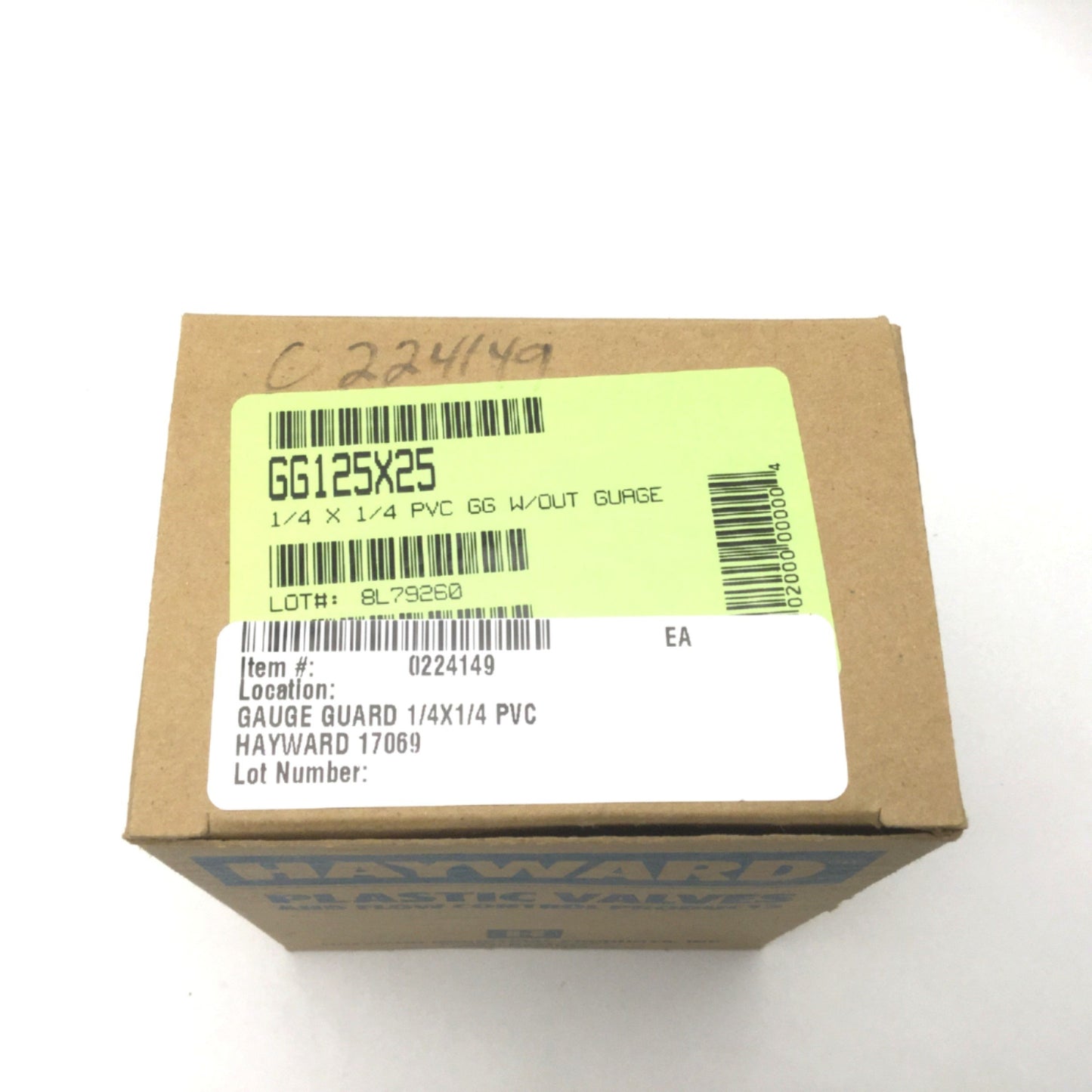 Used Hayward GG125X25 Gauge Guard CPVC 1/4" x 1/4" FPM Diaphragm, Guard Only No Gauge