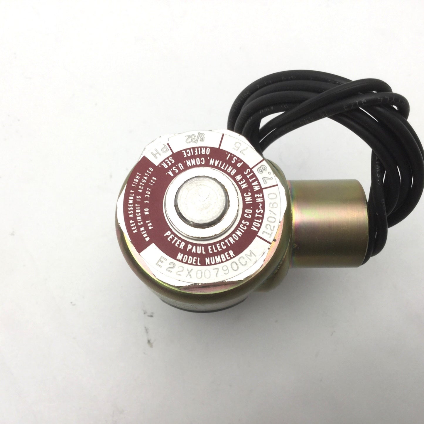New – Open box Peter Paul E22X00790CM Solenoid Valve 120VAC 60Hz, 7.3Watts, 75psi, 5/32 Orifice