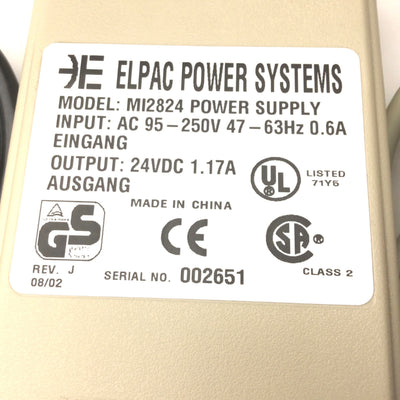 New – Open box Elpac MI2824 Power Supply, In: 95-250VAC, 47-63Hz, 0.6A, Out: 24VDC 1.17A