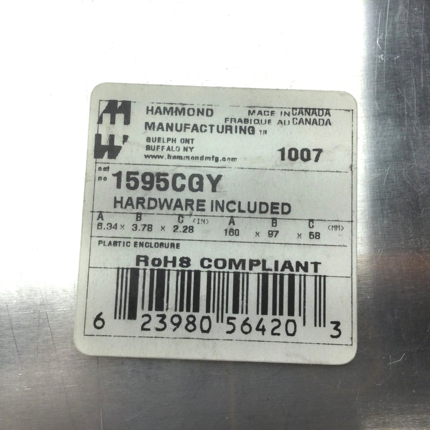 New Lot of 2 New Hammond Enclosures, 1595CGY & 1591VSBK, Hardware Included