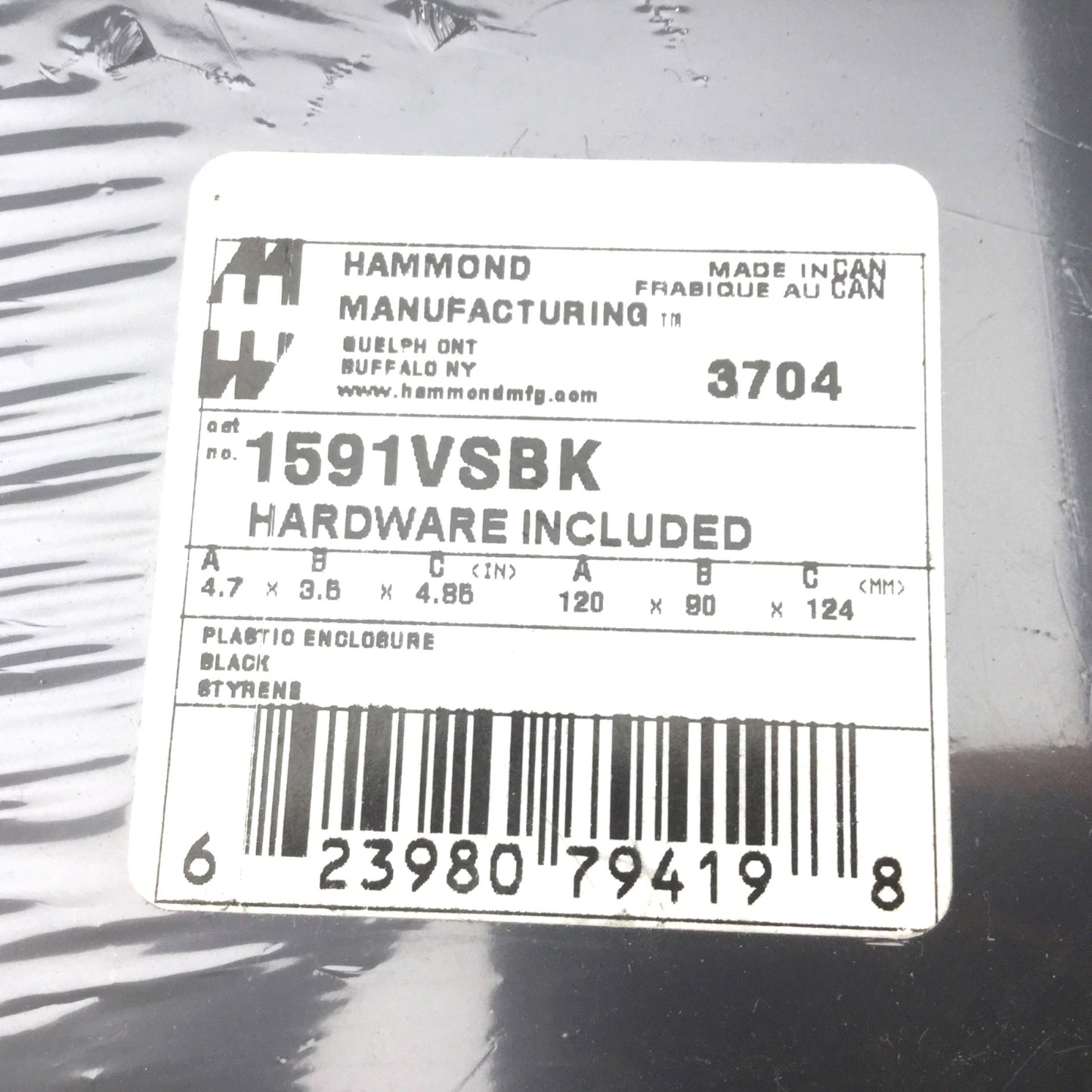 New Lot of 2 New Hammond Enclosures, 1595CGY & 1591VSBK, Hardware Included