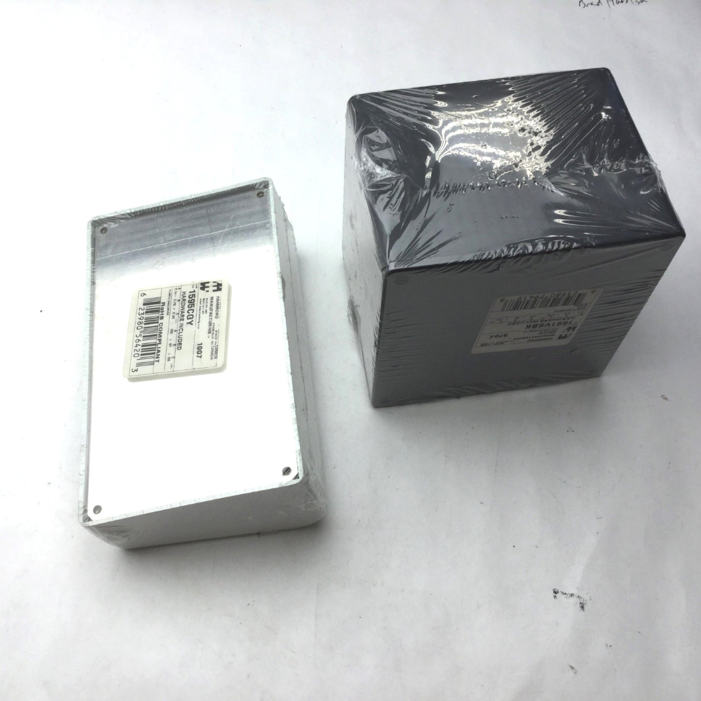 New Lot of 2 New Hammond Enclosures, 1595CGY & 1591VSBK, Hardware Included