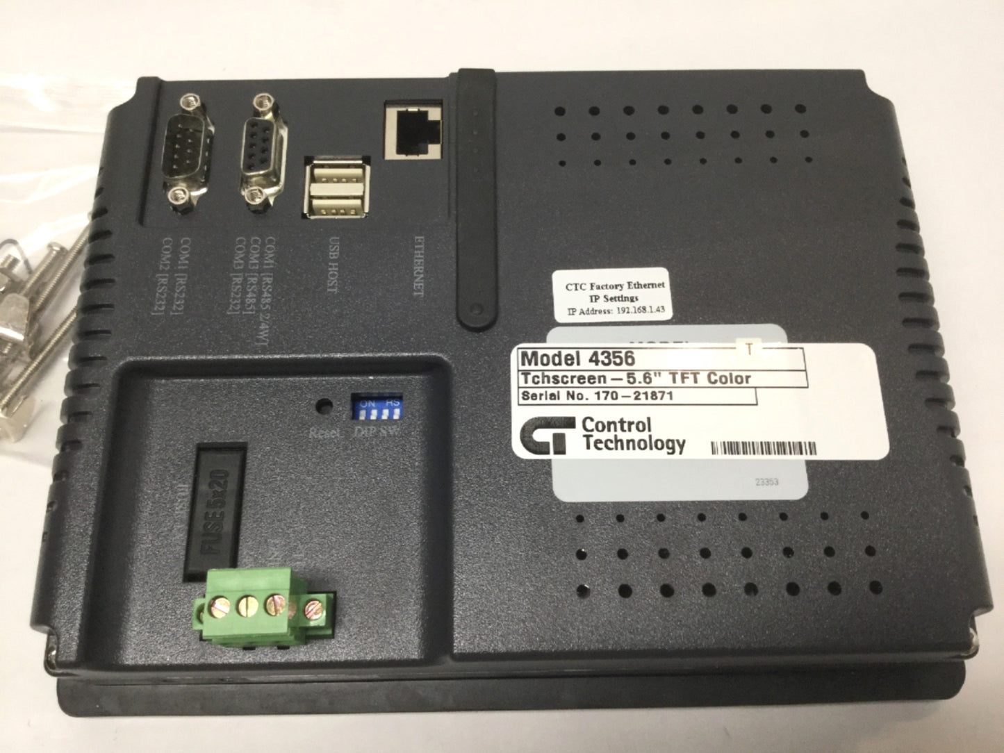 Used Control Technology CTC 4356 Operator Panel 5.6" Touch Screen HMI Interface 24VDC
