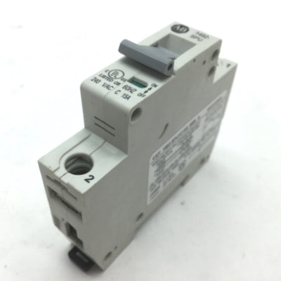 Used AB Allen Bradley 1492-SPU1C150 Circuit Breakers 15A, 1-Pole, 240VAC