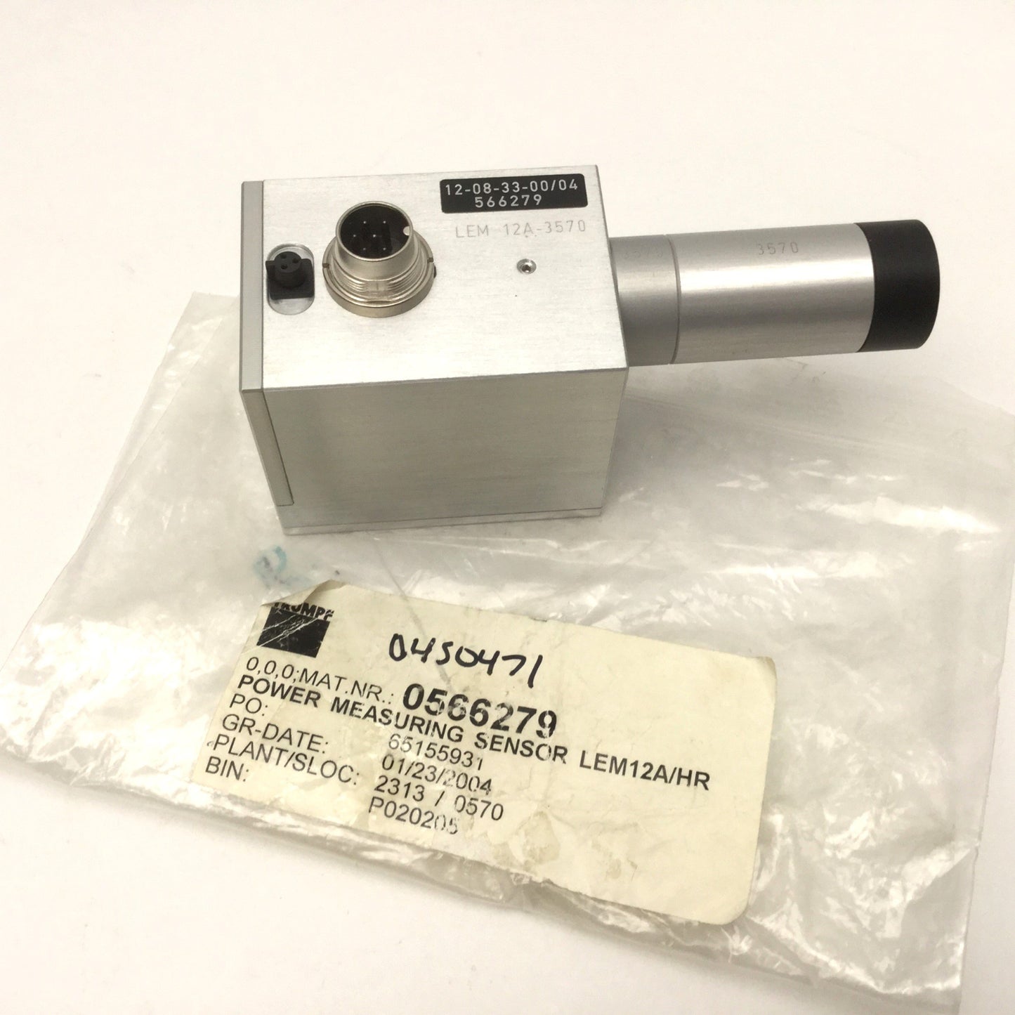 New TRUMPF HAAS 12-08-33-00/04 LEM 12A LASER Power Measuring Sensor for HL Series