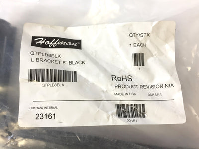 New Hoffman QTPLB8BLK 8" Black Steel Wall Mount L-Bracket Quick Tray NVent 23161