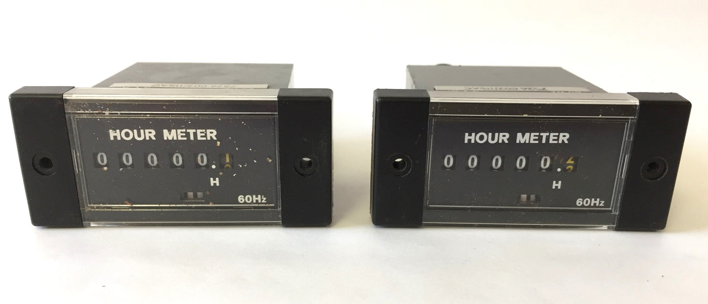Used Lot of 2 Redington 7526-002 Hour Meter Counters, 6 Digits, 115VAC 60Hz