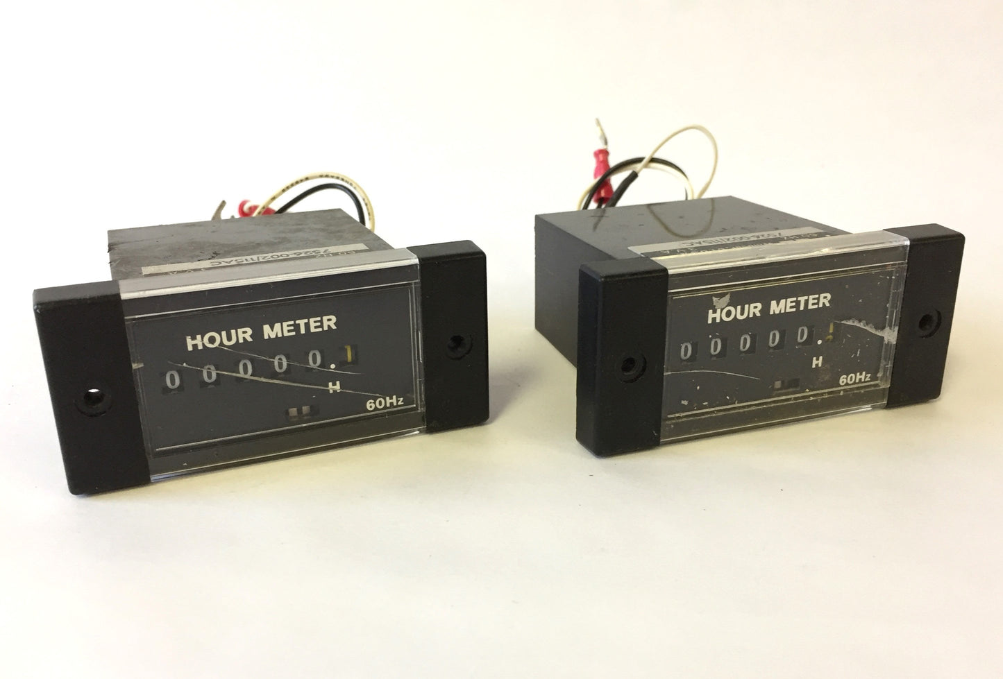 Used Lot of 2 Redington 7526-002 Hour Meter Counters, 6 Digits, 115VAC 60Hz *Damage*