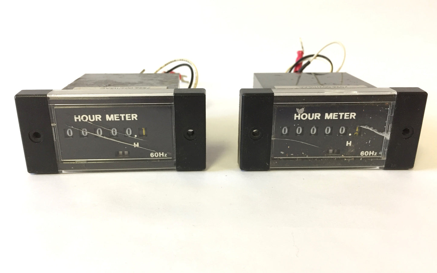 Used Lot of 2 Redington 7526-002 Hour Meter Counters, 6 Digits, 115VAC 60Hz *Damage*