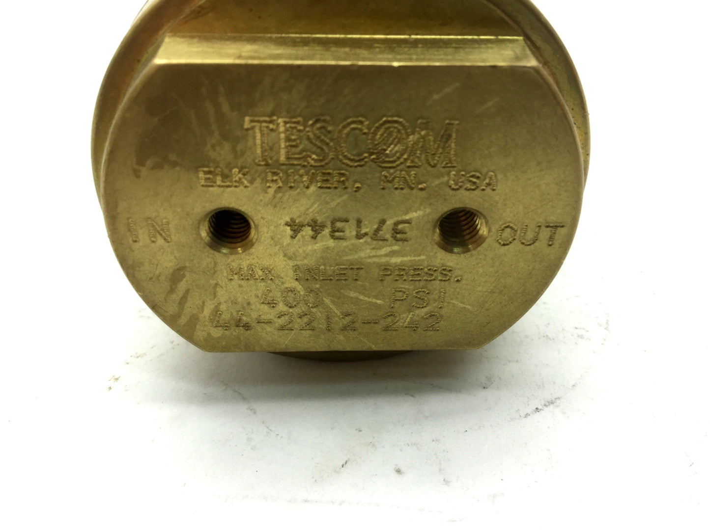 Used Tescom 44-2212-242 Pressure Regulator, Inlet: 400psi Max, Outlet: 100psi Max