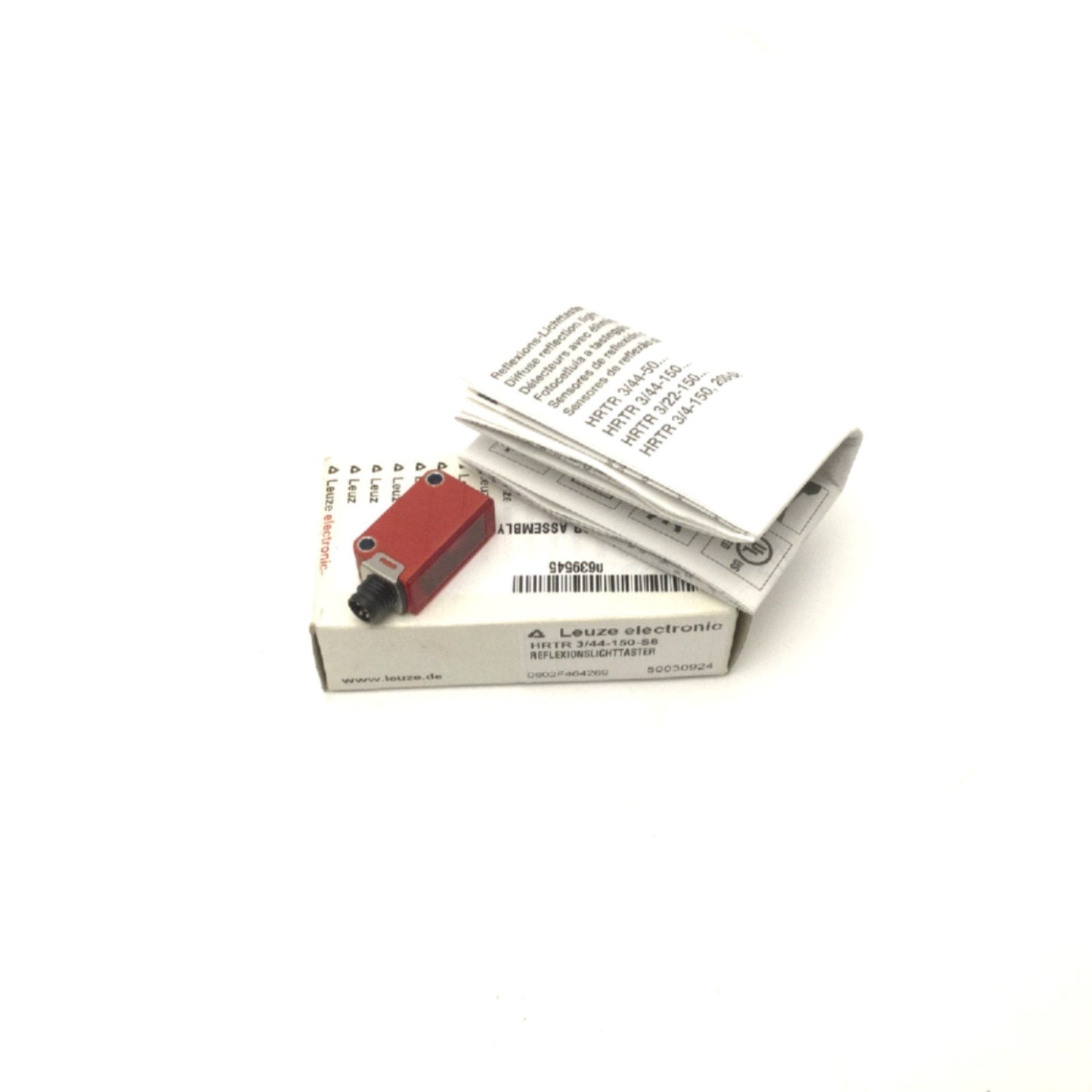 New Leuze HRTR 3/44-150-S8 Diffuse Reflection Light Scanner 7-180mm 10-30VDC M8 Plug