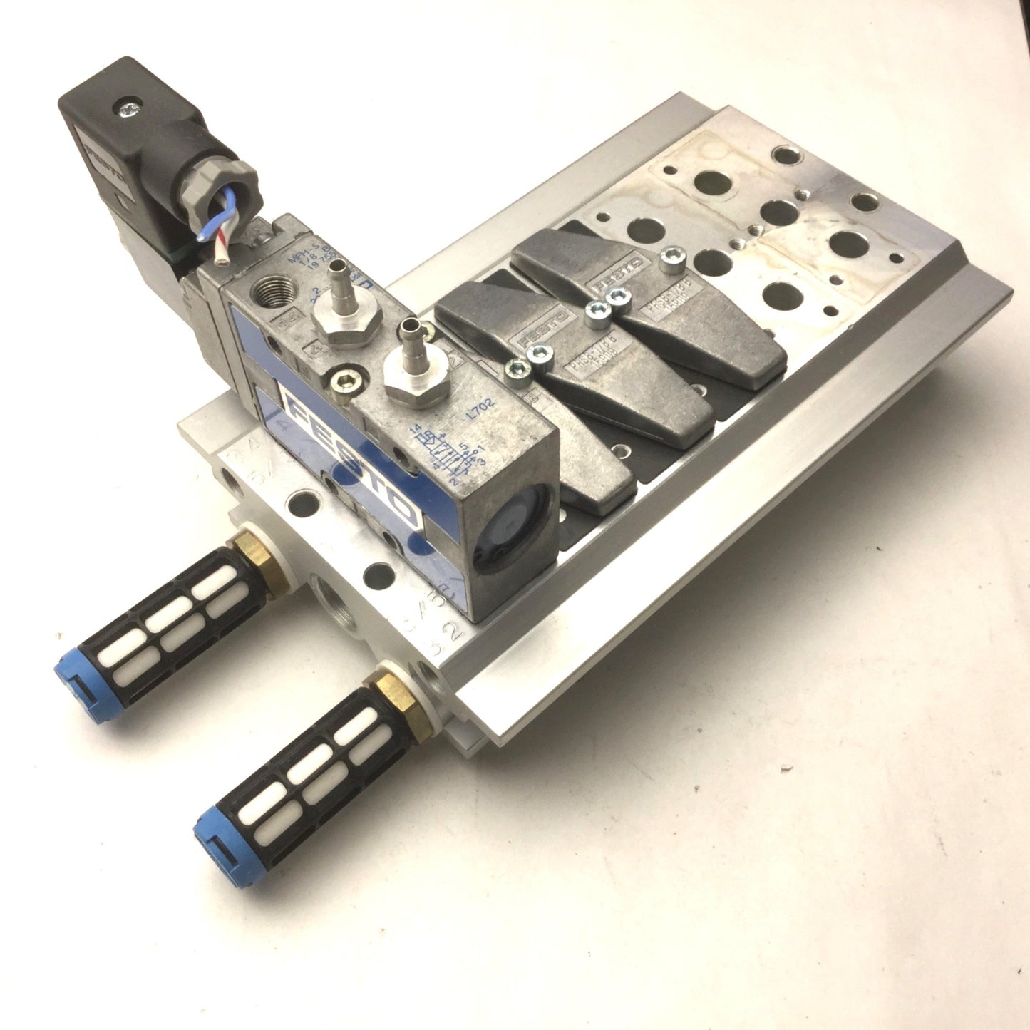 Used Festo PRS-1/8-6-BB Block With MFH-5-1/8-B-19758 Solenoid Valve, Ports: G1/8