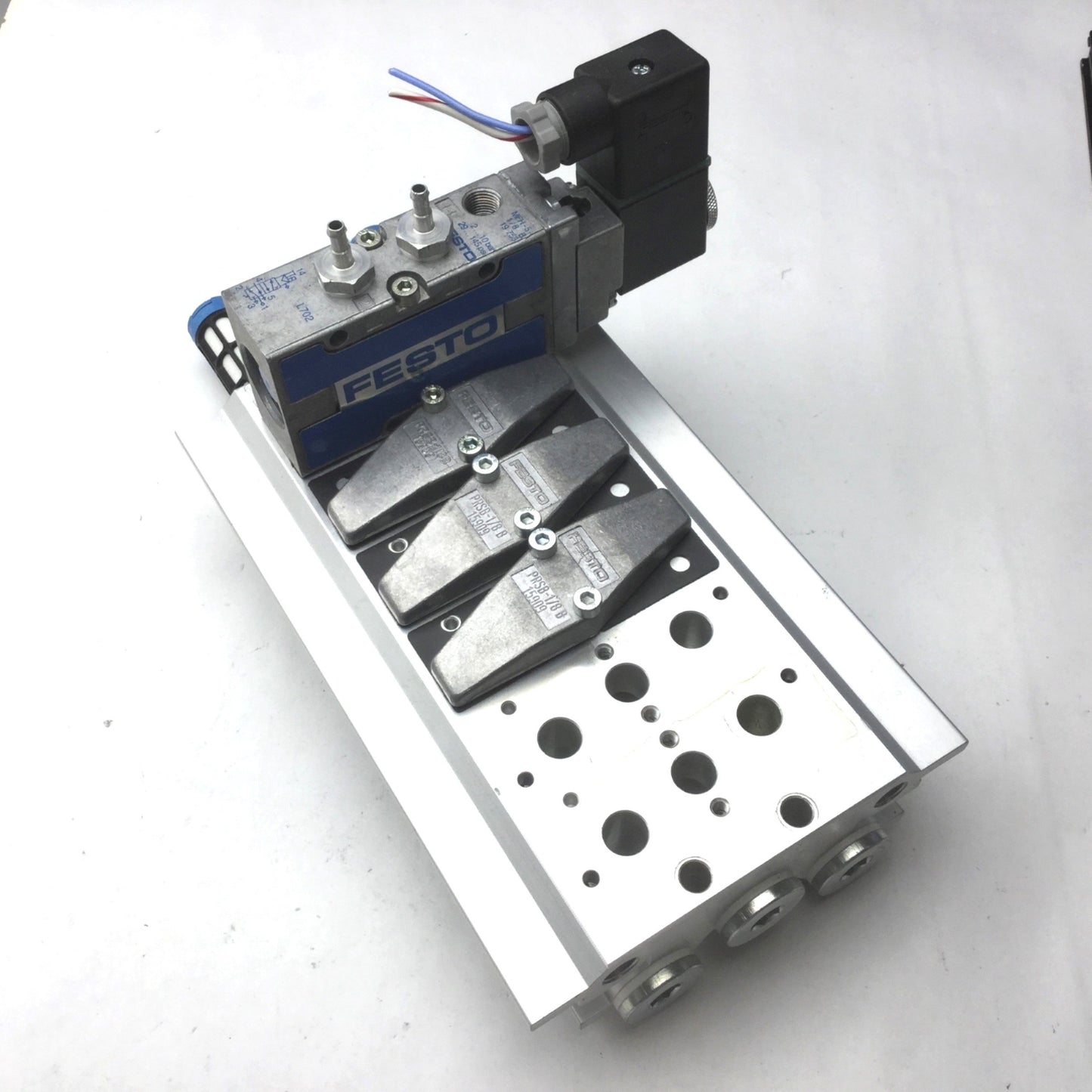 Used Festo PRS-1/8-6-BB Block With MFH-5-1/8-B-19758 Solenoid Valve, Ports: G1/8
