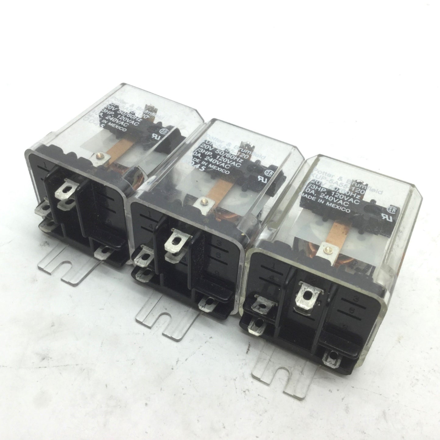 Used Lot of 3 Potter Brumfield KUP-5A55-120 Relay Coil 120VAC SPDT 10A