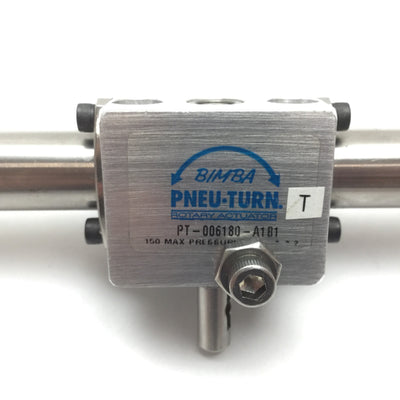 Used Bimba PT-006180-A1B1 Pneu-Turn Rotary Actuator, 180°, Bore: 9/16", Shaft: 1/4"