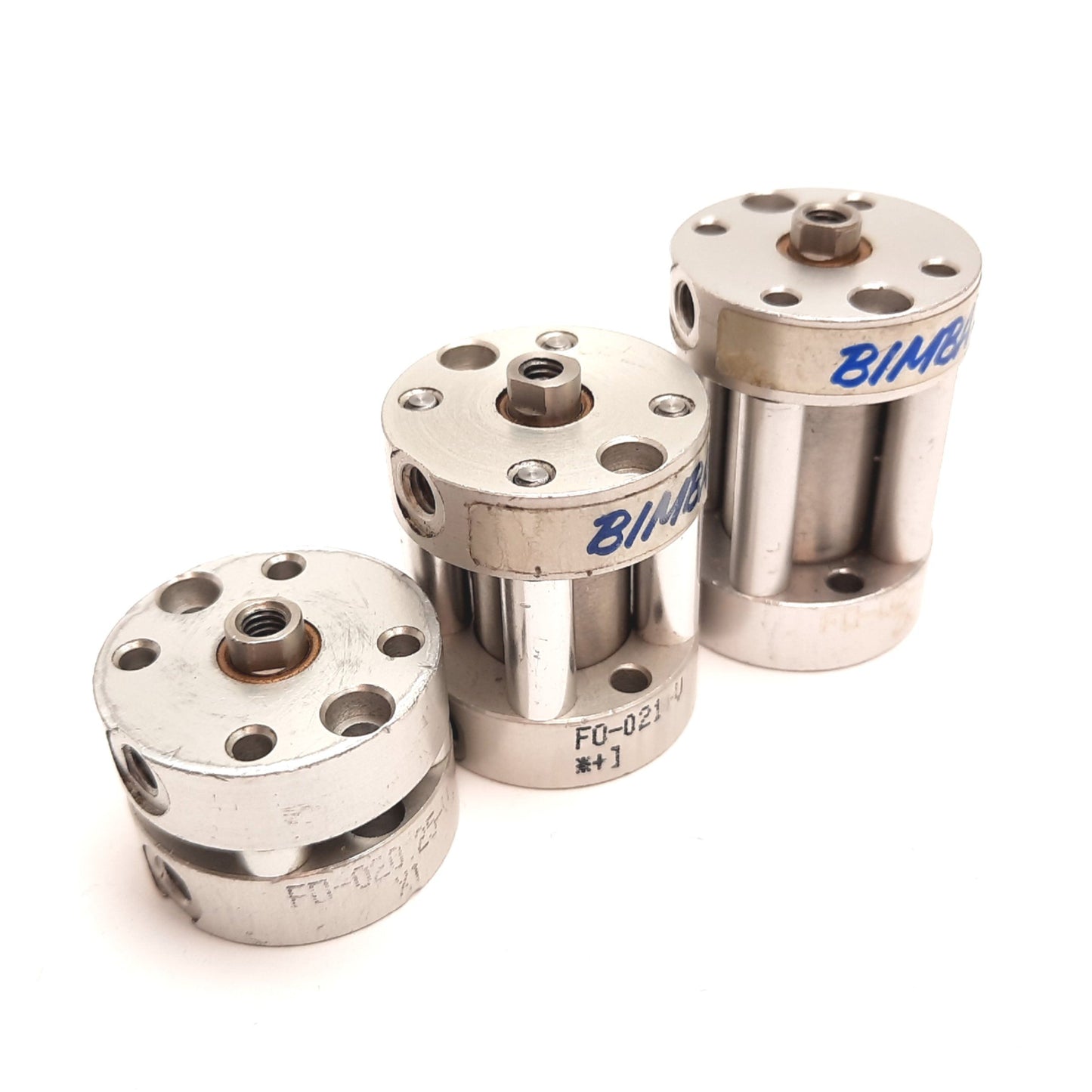 Used Lot of 3 Bimba FO-02 Pneumatic Cylinder, Bore 9/16", Stroke 1" 3/4" 1/4"