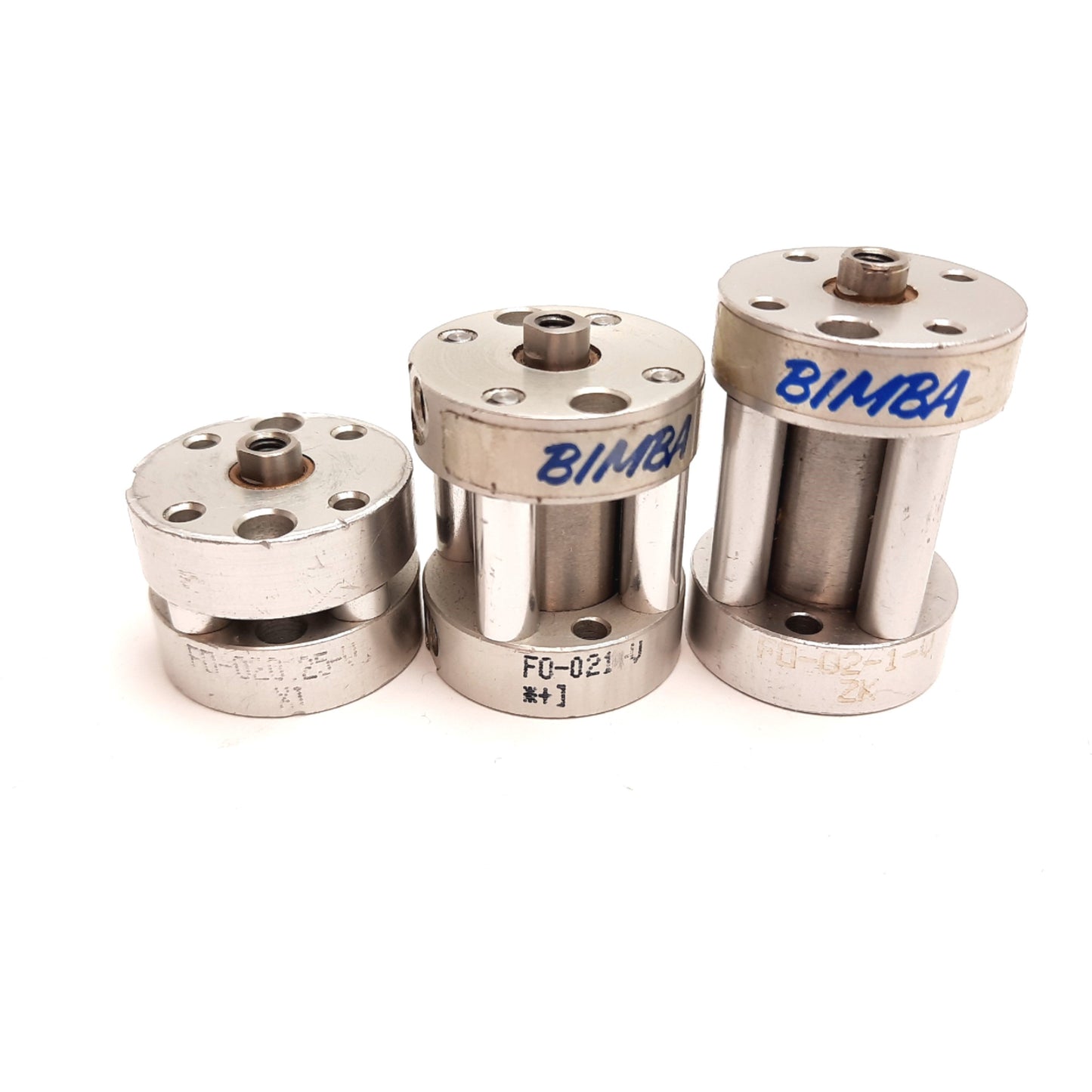 Used Lot of 3 Bimba FO-02 Pneumatic Cylinder, Bore 9/16", Stroke 1" 3/4" 1/4"