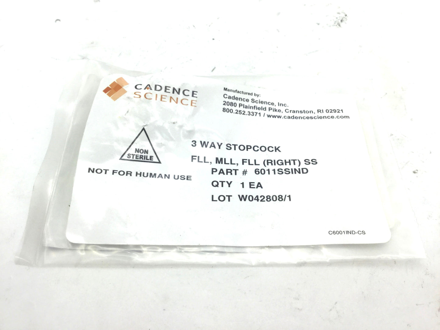 Used Cadence Science 6011SSIND 3-Way Stoppcock Luer Ports 316 Steel