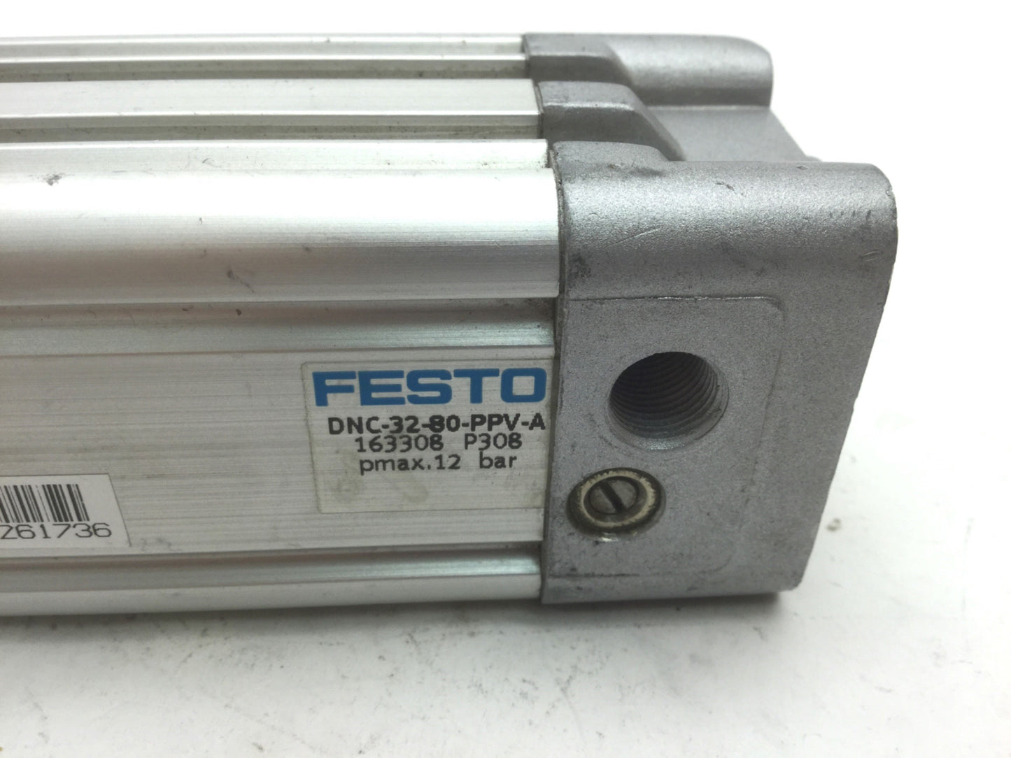 Used Festo DNC-32-80-PPV Pneumatic Cylinder Stroke 80mm Bore 32mm Cushion 1/8" NPT