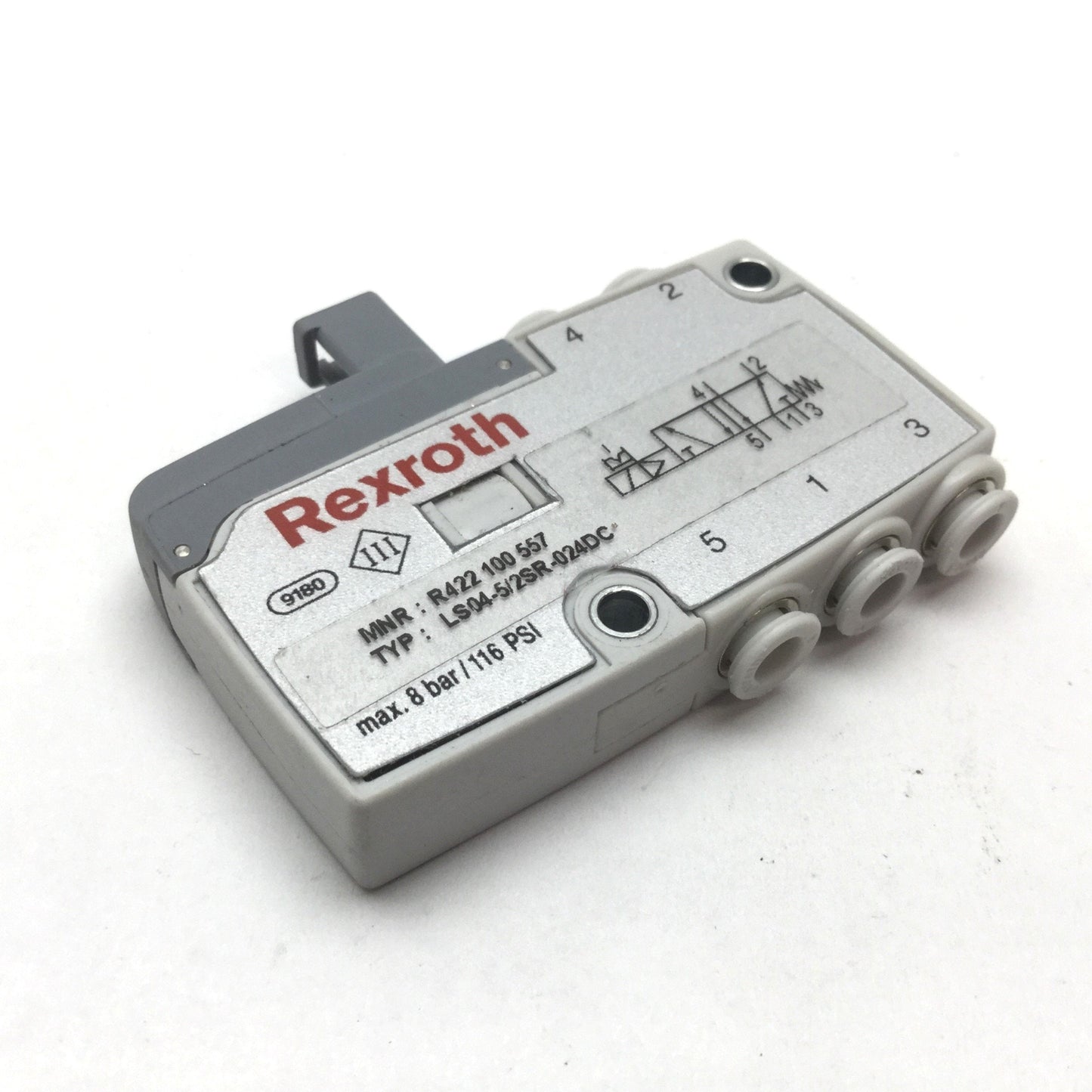Used Rexroth LS04-5/2SR-024DC Pneumatic Solenoid Valve, 2-Position 5-Port, 24VDC
